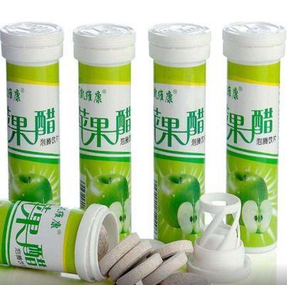 Custom White Effervescent Tube With Desiccant Stopper For Vitamin C Tablets Tubes